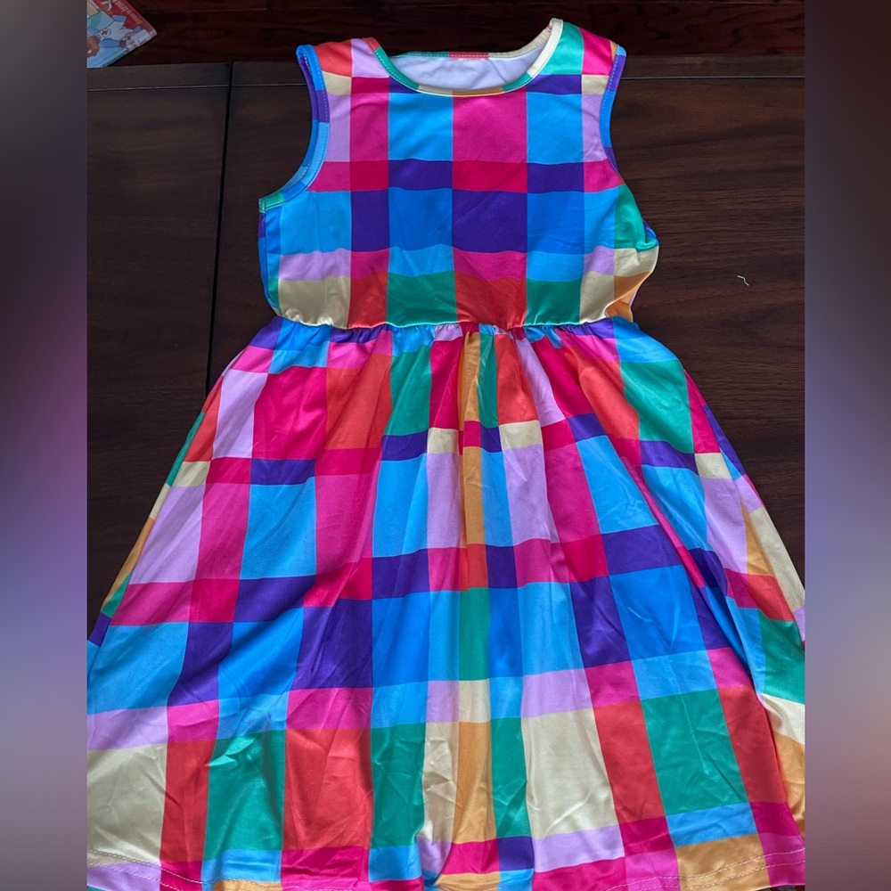 Toddler Girl 4T multi-color checkered dress